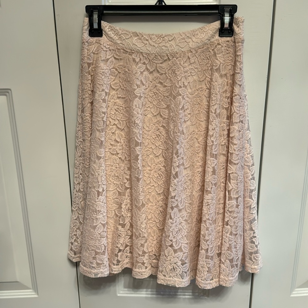 Blush pink lace skirt‎